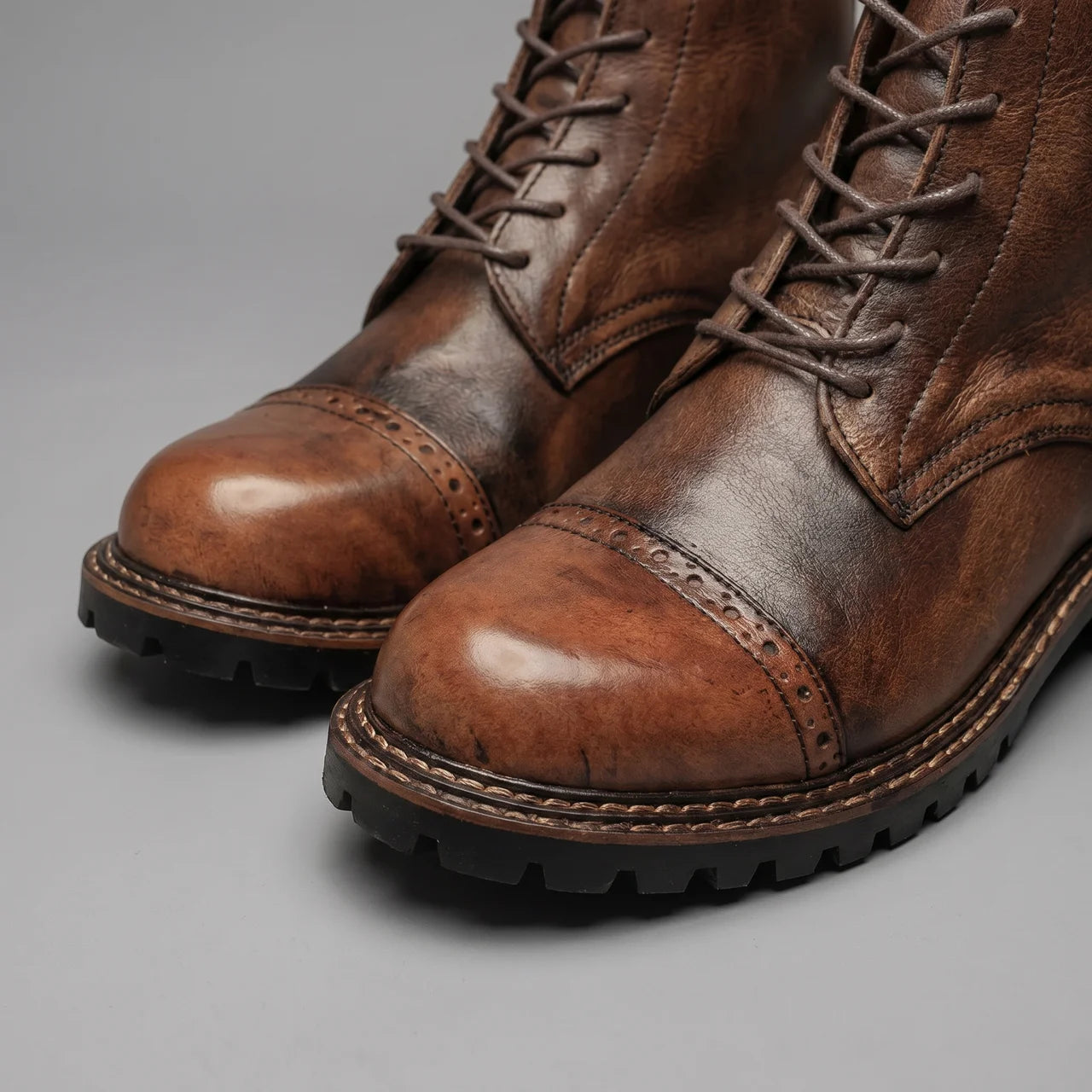EKON Roadborn Leather Lace-Up Boots