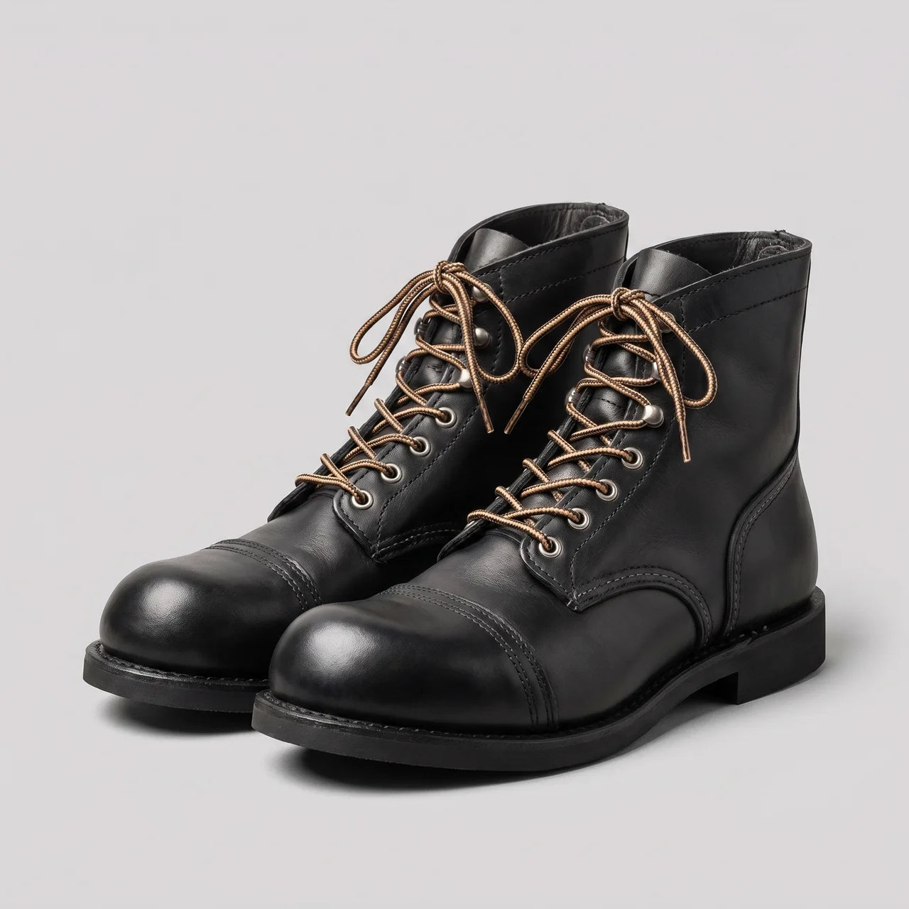 EKON HeritageWelt Cap-Toe Leather Boots Black