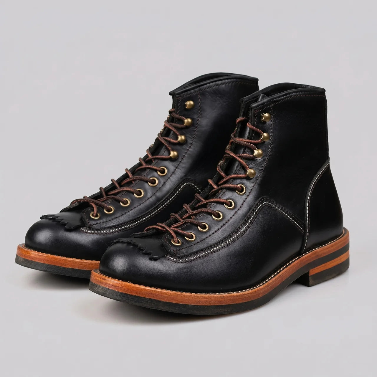 EKON WedgeCraft Cowhide Moto Boots