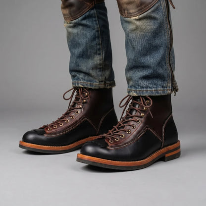 EKON WedgeCraft Cowhide Moto Boots