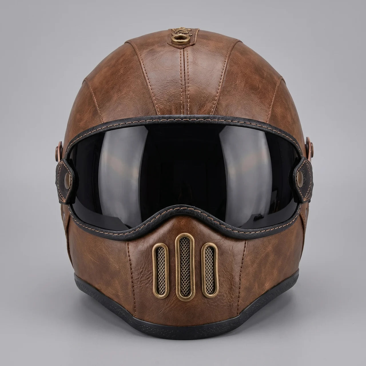 EKON AeroVisor Retro Riding Helmet Light Brown