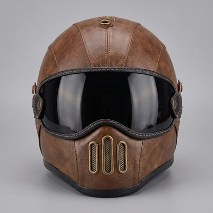 EKON AeroVisor Retro Riding Helmet Light Brown