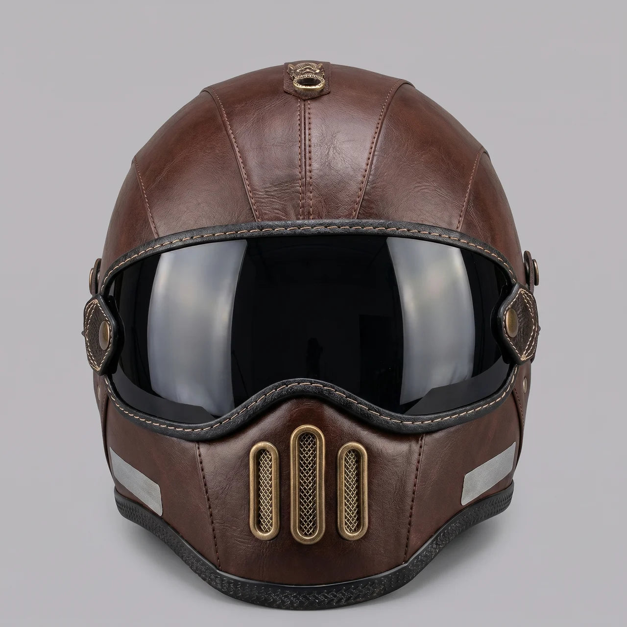 EKON AeroVisor Retro Riding Helmet Brown