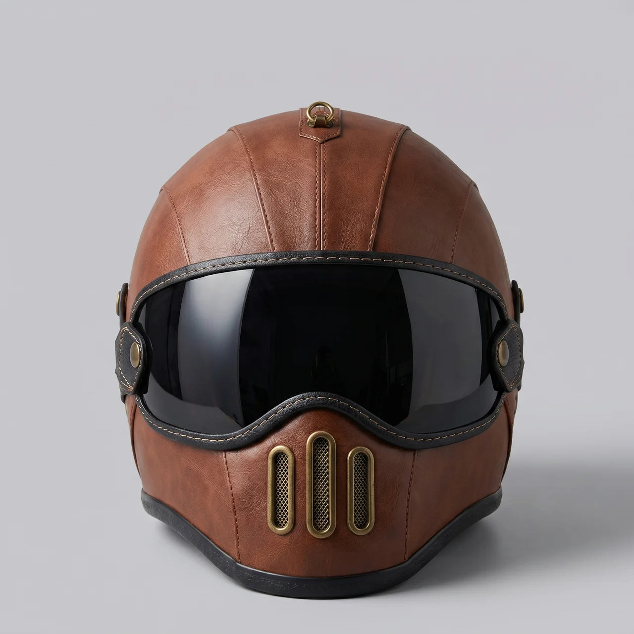 EKON AeroVisor Retro Riding Helmet Cognac Brown