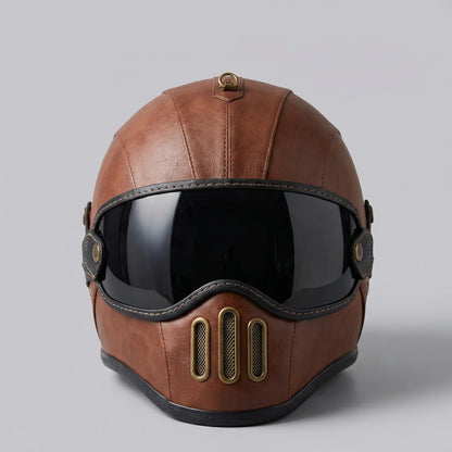 EKON AeroVisor Retro Riding Helmet Cognac Brown