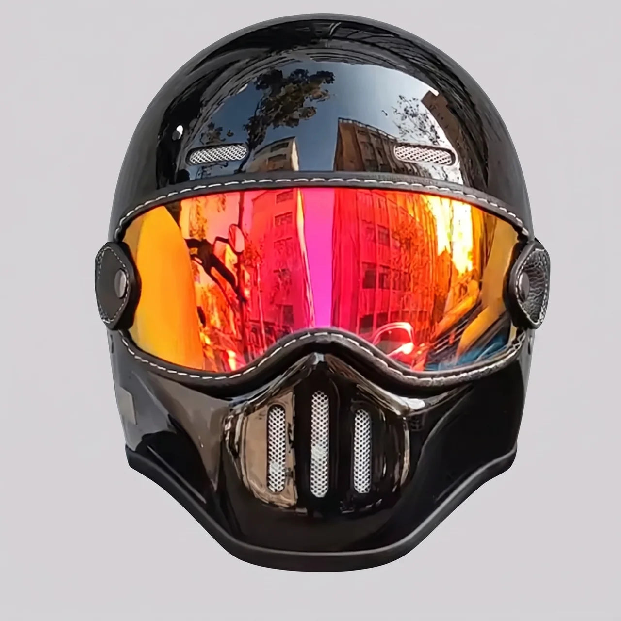 EKON PureRetro Full-Face Riding Helmet Gloss Black