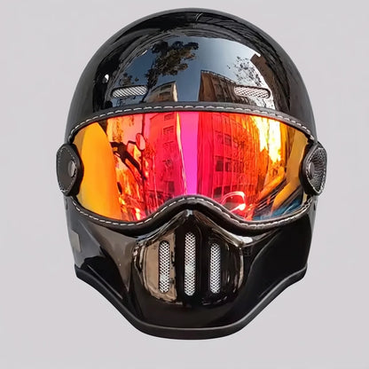 EKON PureRetro Full-Face Riding Helmet Gloss Black