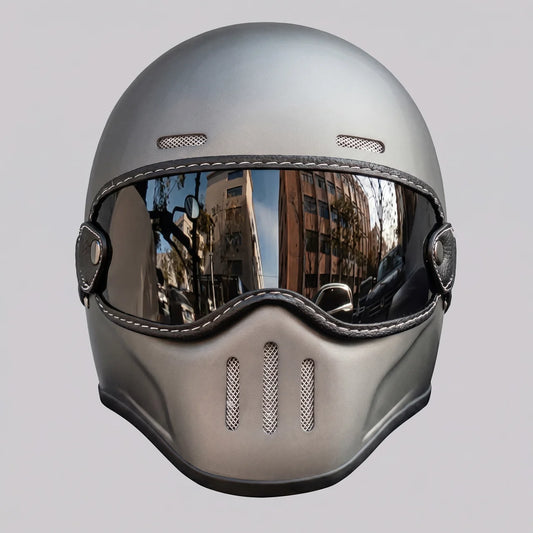 EKON PureRetro Full-Face Riding Helmet Matte Graphite