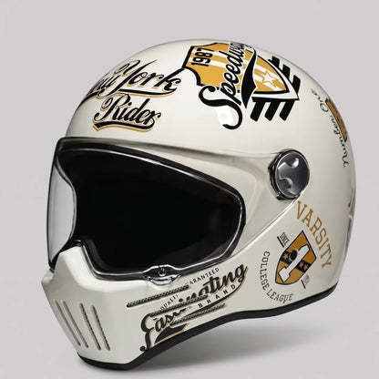 EKON New York Graphic Retro Helmet Clear Visor