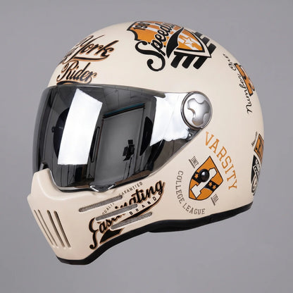 EKON New York Graphic Retro Helmet Mirror Visor