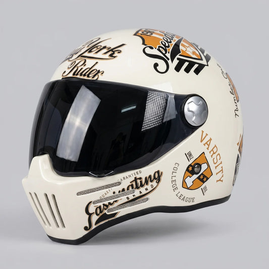 EKON New York Graphic Retro Helmet Dark Visor