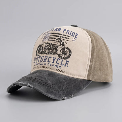 EKON Heritage Moto Washed Cap Charcoal Khaki One Size : 22–23.6 in