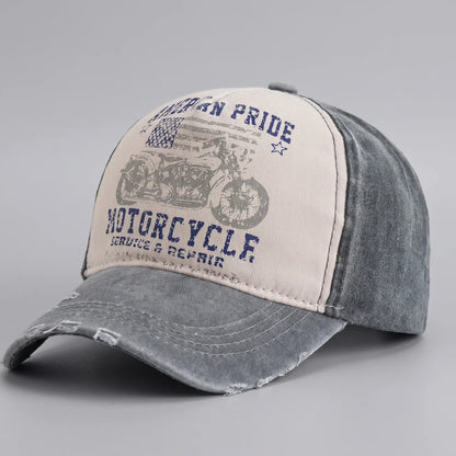 EKON Heritage Moto Washed Cap Light Blue White One Size : 22–23.6 in
