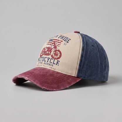 EKON Heritage Moto Washed Cap Red Navy One Size : 22–23.6 in