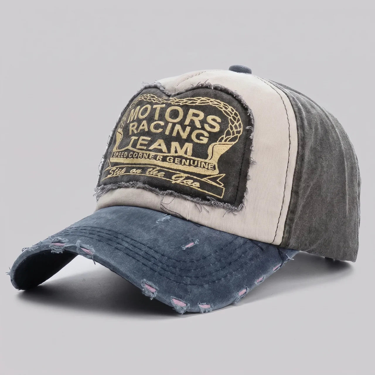 EKON MotoCrew Washed Cap Washed Blue Charcoal One Size