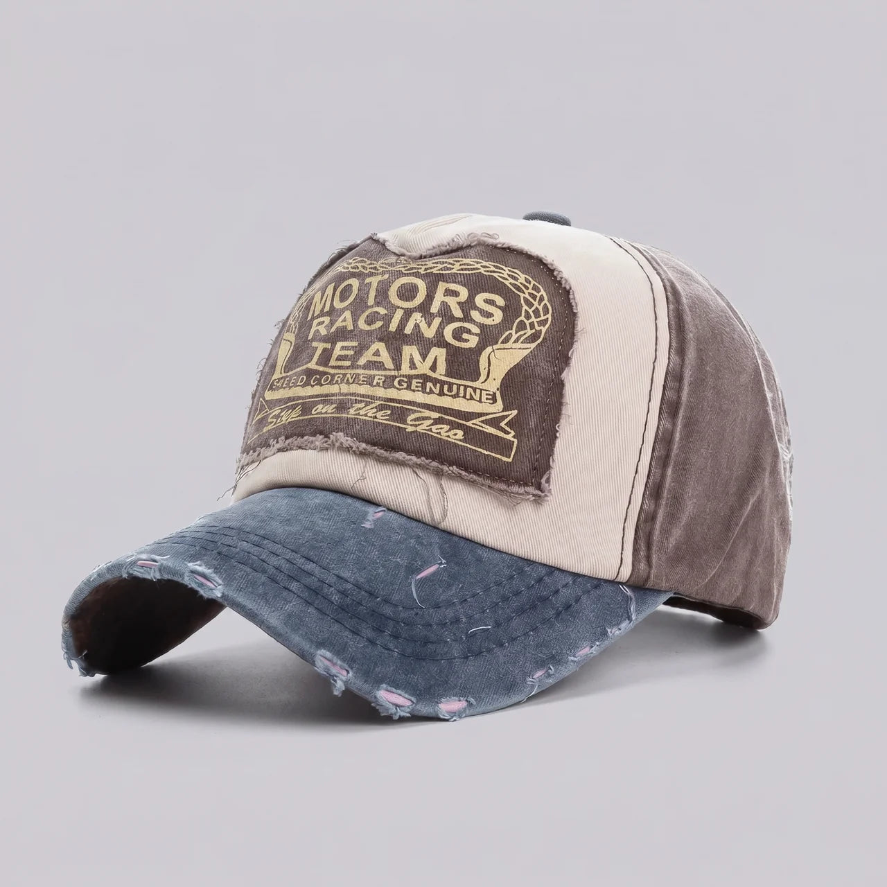 EKON MotoCrew Washed Cap Taupe Navy One Size