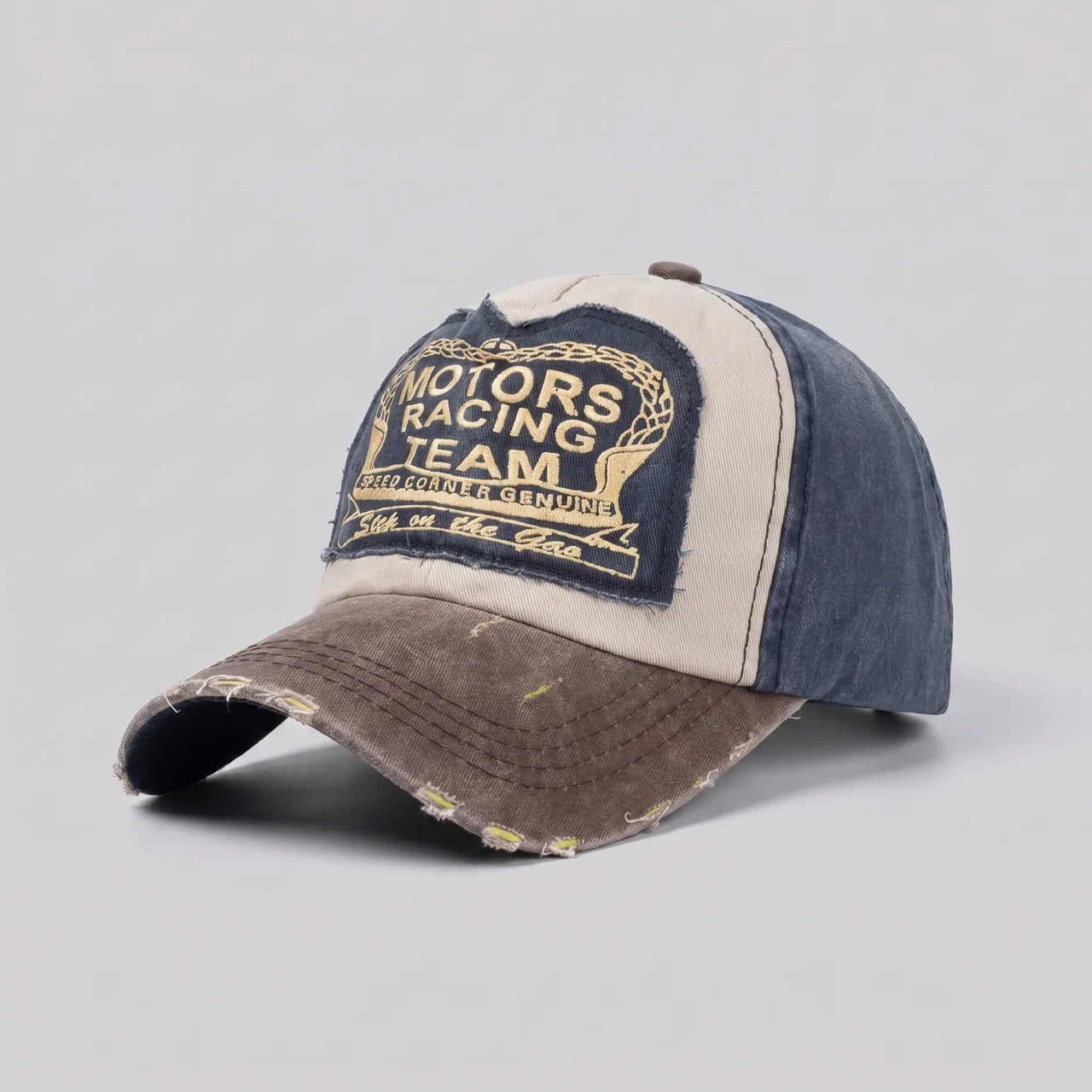 EKON MotoCrew Washed Cap Dark Blue Coffee One Size