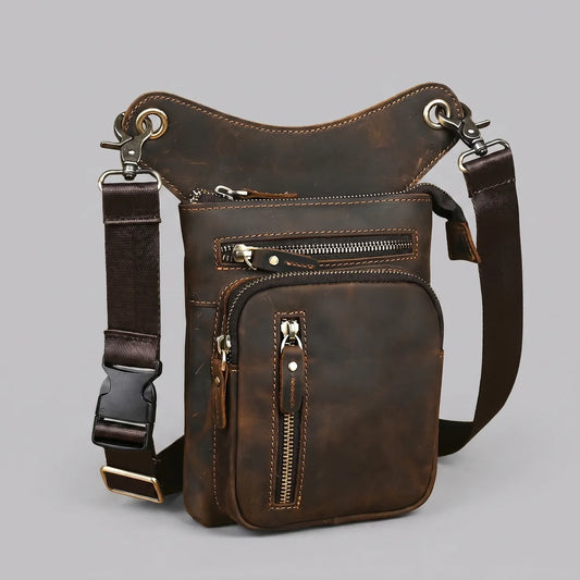 EKON RoadCarry Leather Leg Bag Dark Brown