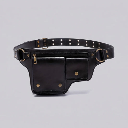 EKON RivetBelt Moto Waist Bag Black