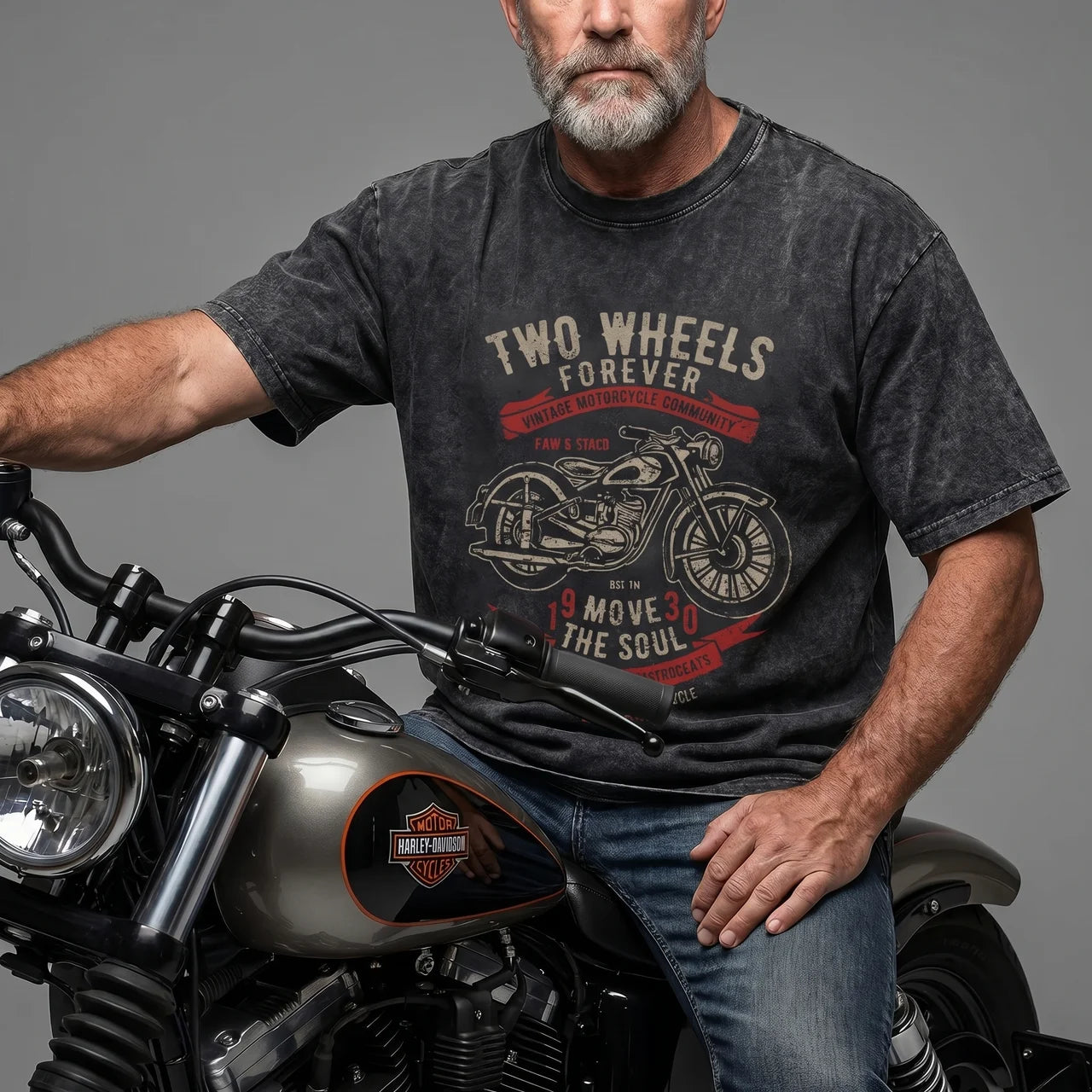 EKON SoulRide Washed Moto Graphic Tee