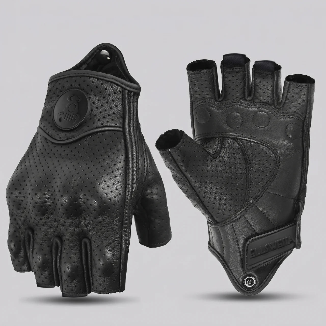 EKON Leather Fingerless Riding Gloves