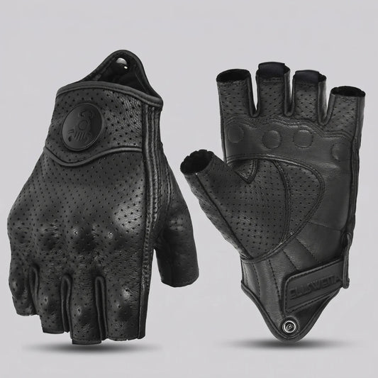 EKON Leather Fingerless Riding Gloves
