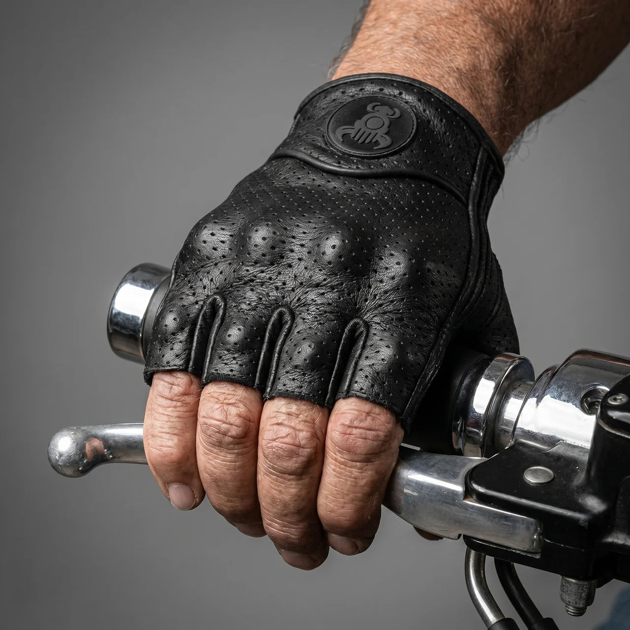 EKON Leather Fingerless Riding Gloves