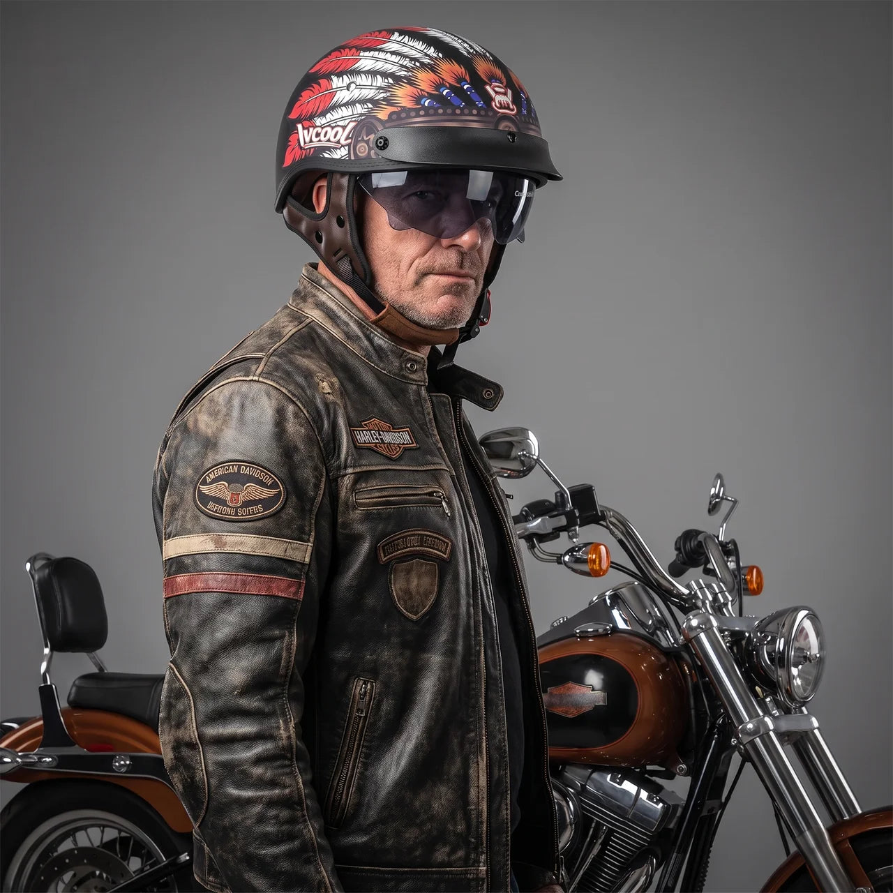 EKON Eagle-Wing Visor Half Helmet