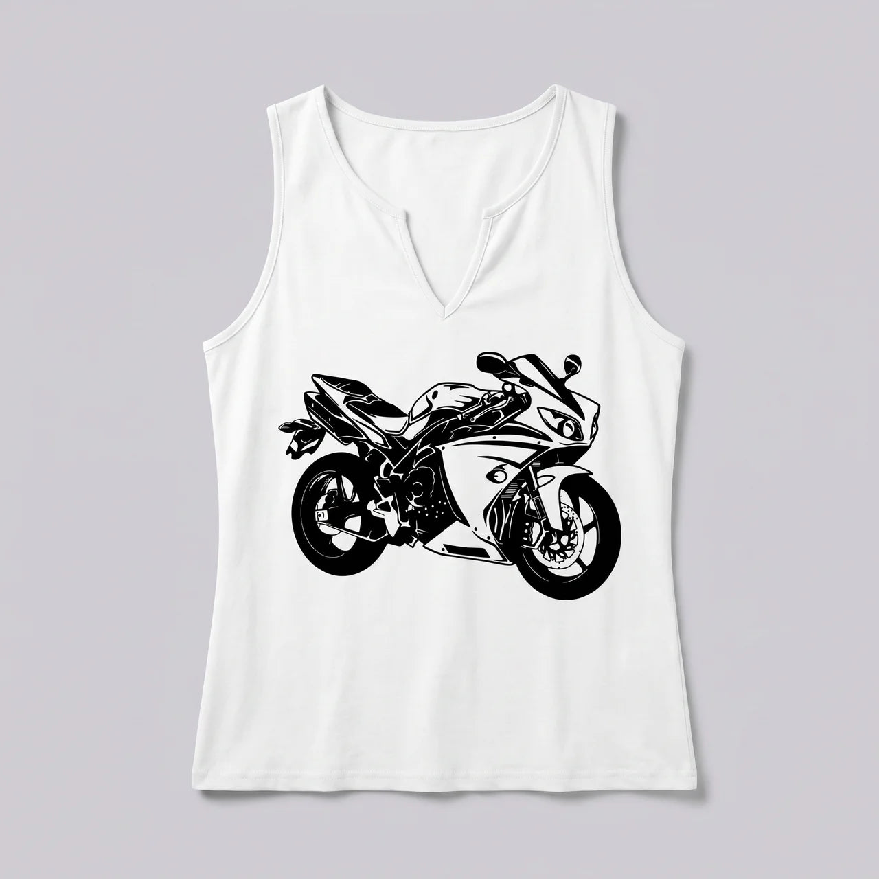 EKON Women’s Sportbike V-Neck Tank Top White