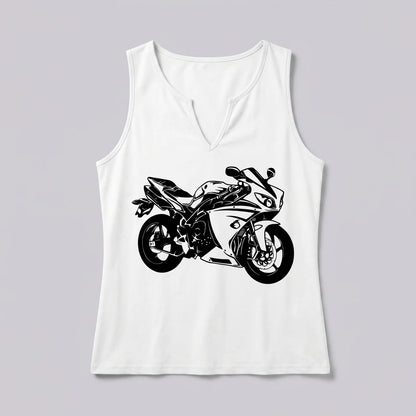 EKON Women’s Sportbike V-Neck Tank Top White