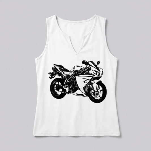 EKON Women’s Sportbike V-Neck Tank Top White