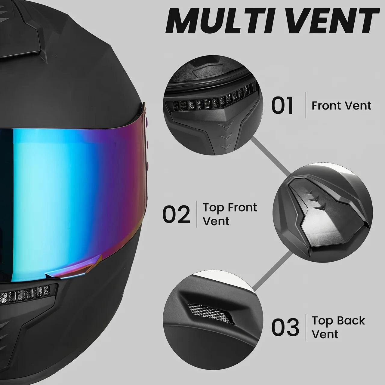 EKON Multi-Vent Mirror Helmet