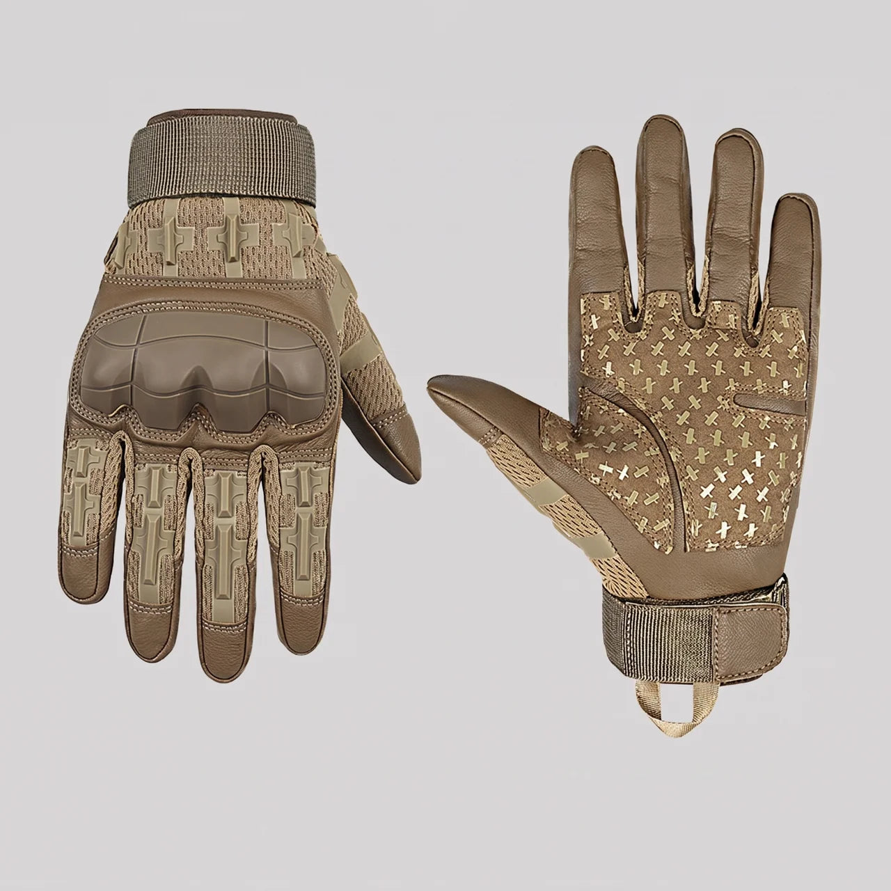 EKON Cross-Panel Armored Gloves Brown