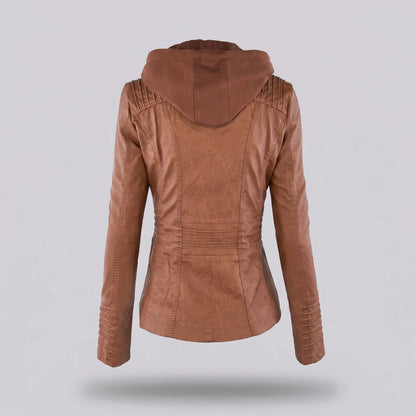 EKON Women’s Detachable-Hood Moto Jacket