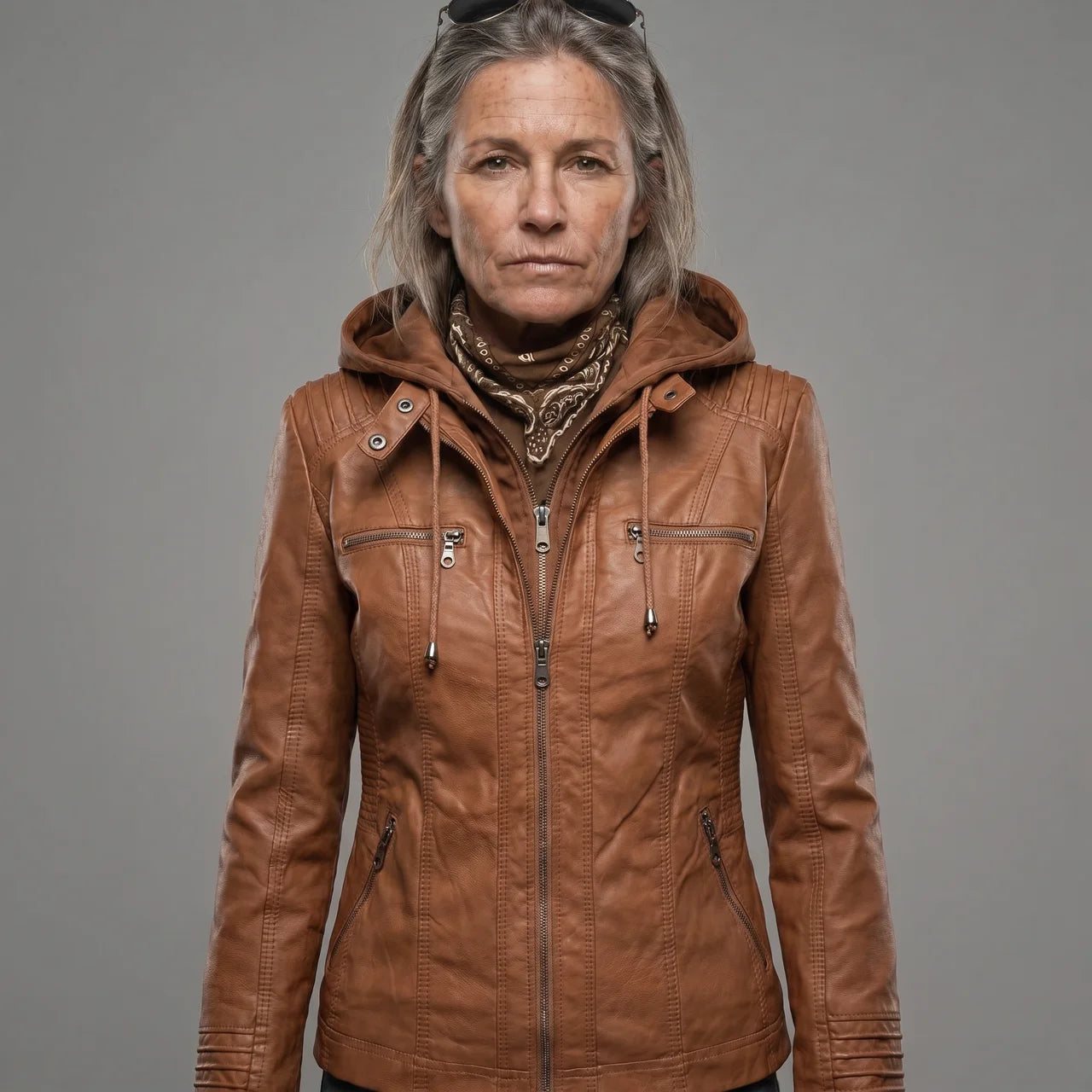 EKON Women’s Detachable-Hood Moto Jacket