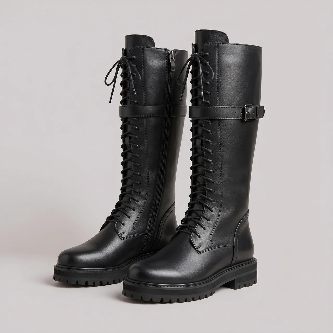 EKON Women’s Leather CorsetLace Tall Biker Boots