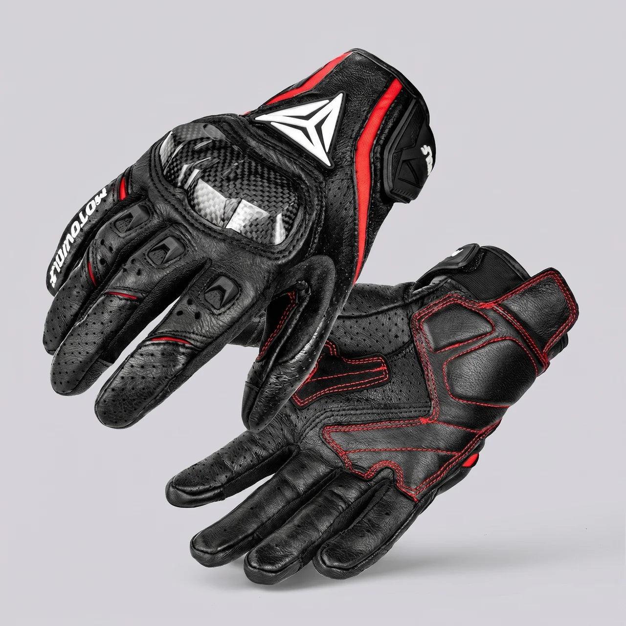 EKON Vented Cowhide Riding Gloves Red