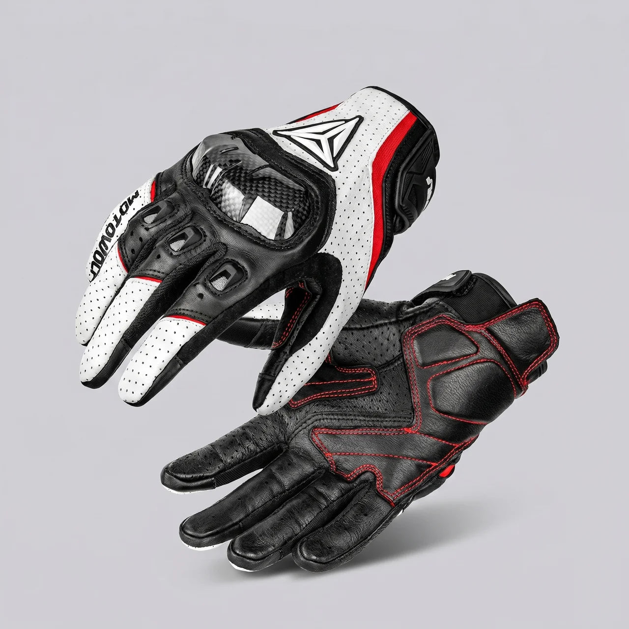 EKON Vented Cowhide Riding Gloves White