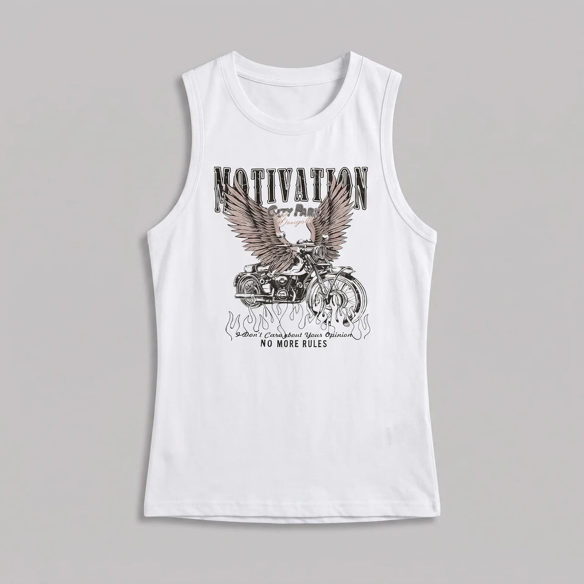 EKON Vintage Moto Tank Top White