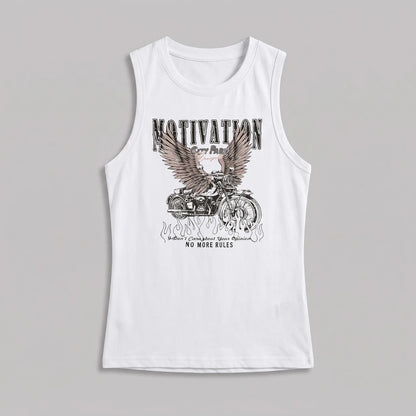 EKON Vintage Moto Tank Top White