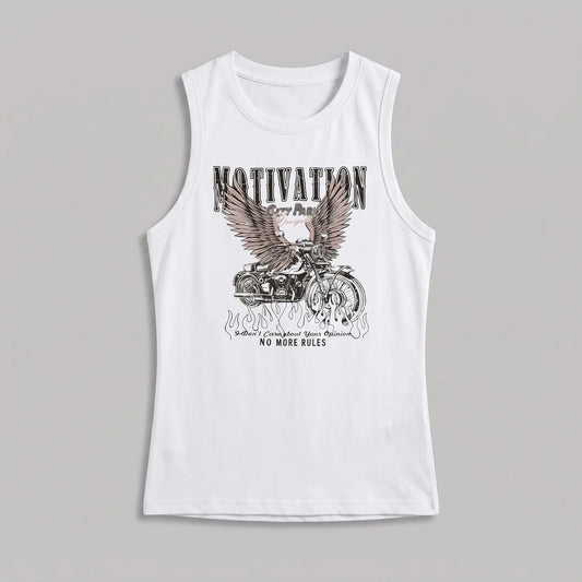 EKON Vintage Moto Tank Top White