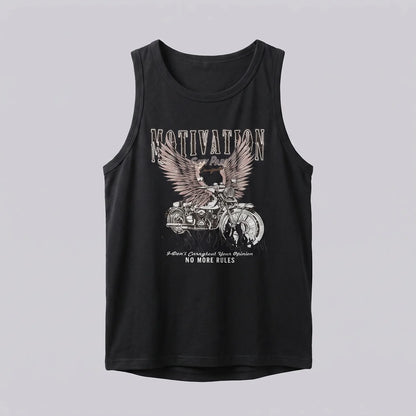 EKON Vintage Moto Tank Top Black