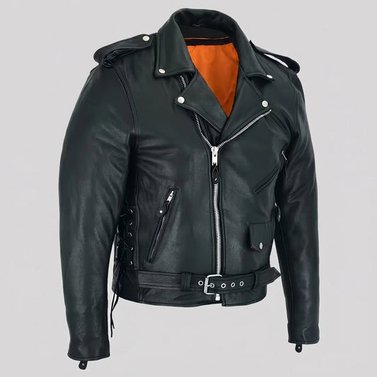 EKON Leather Belted Biker Jacket 4XL US 62