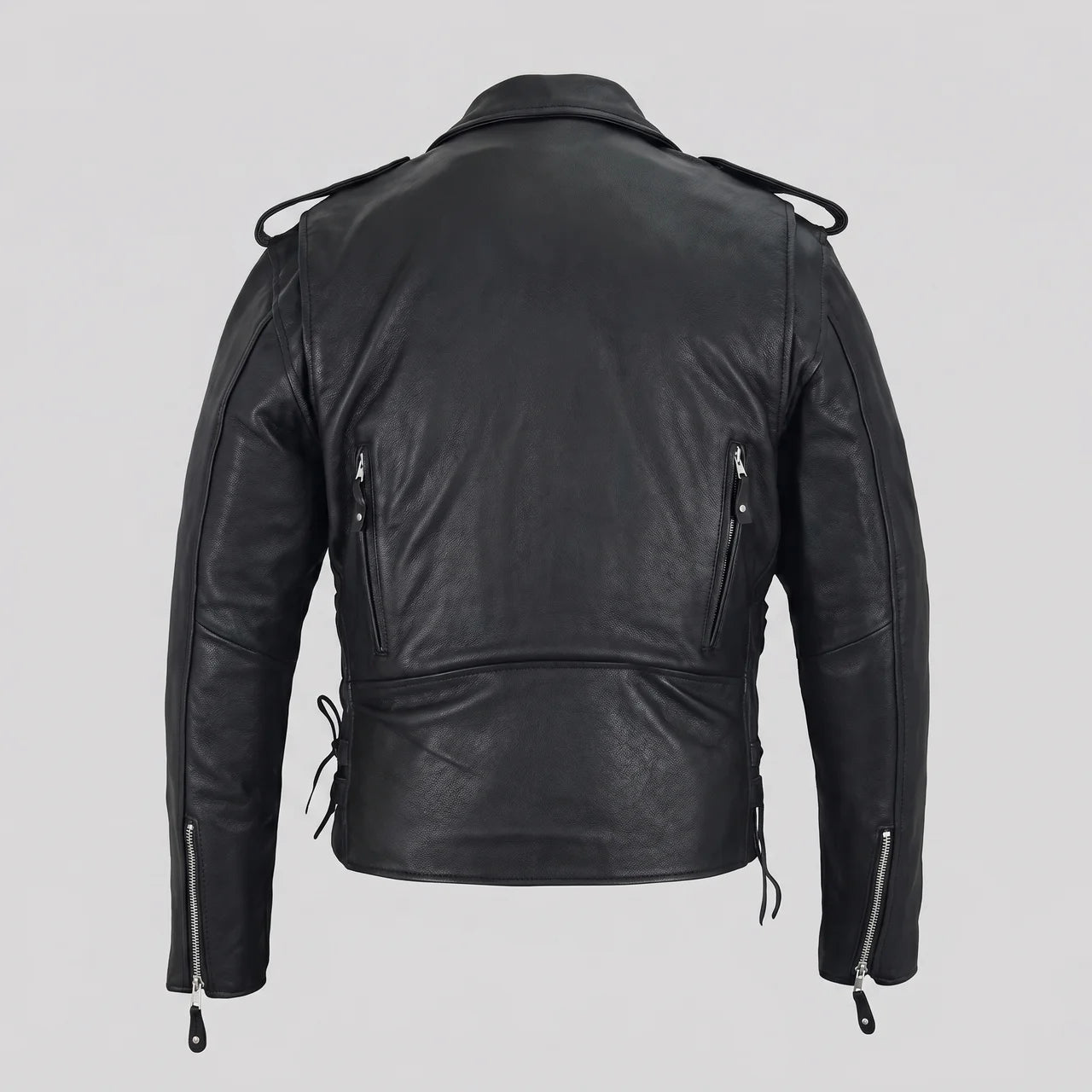 EKON Leather Belted Biker Jacket