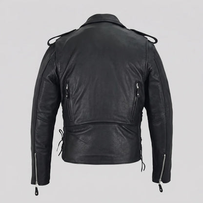 EKON Leather Belted Biker Jacket