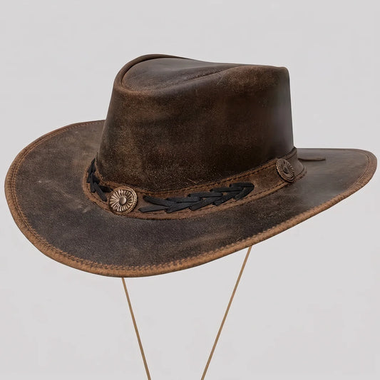 EKON Shapeable Brim Leather Western Hat