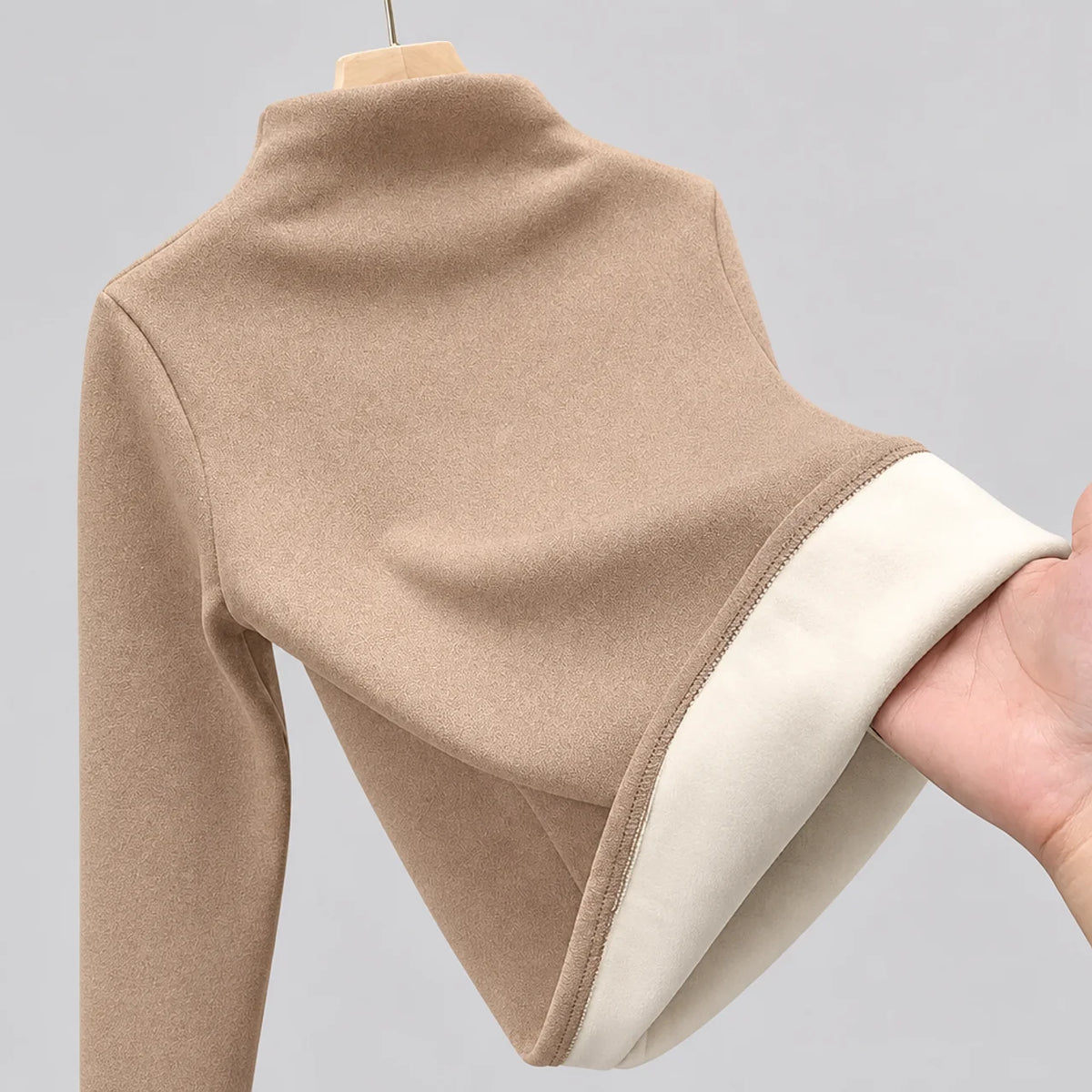 EKON Plush-Lined Mock Neck Thermal Top