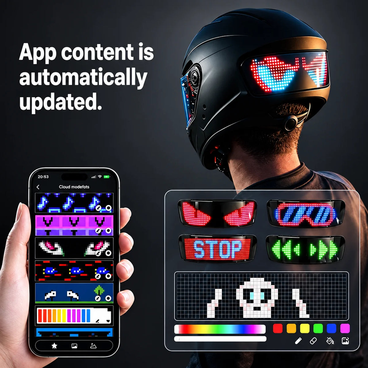 EKON 4-in-1 Smart LED Helmet Display