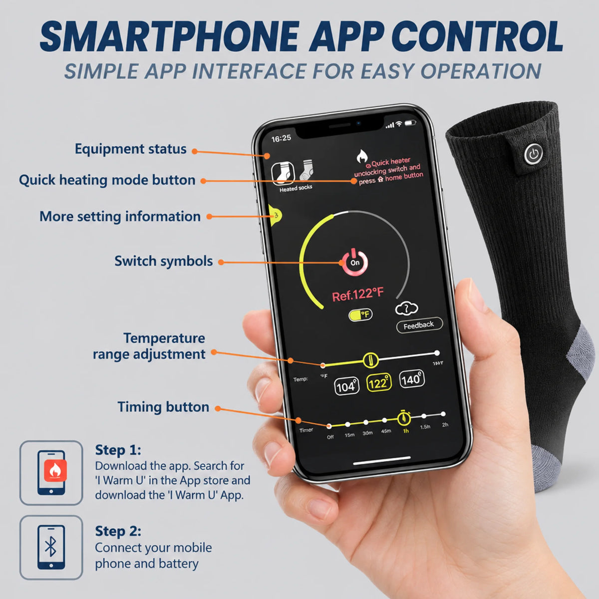 EKON App-Controlled Heated Motorcycle Socks