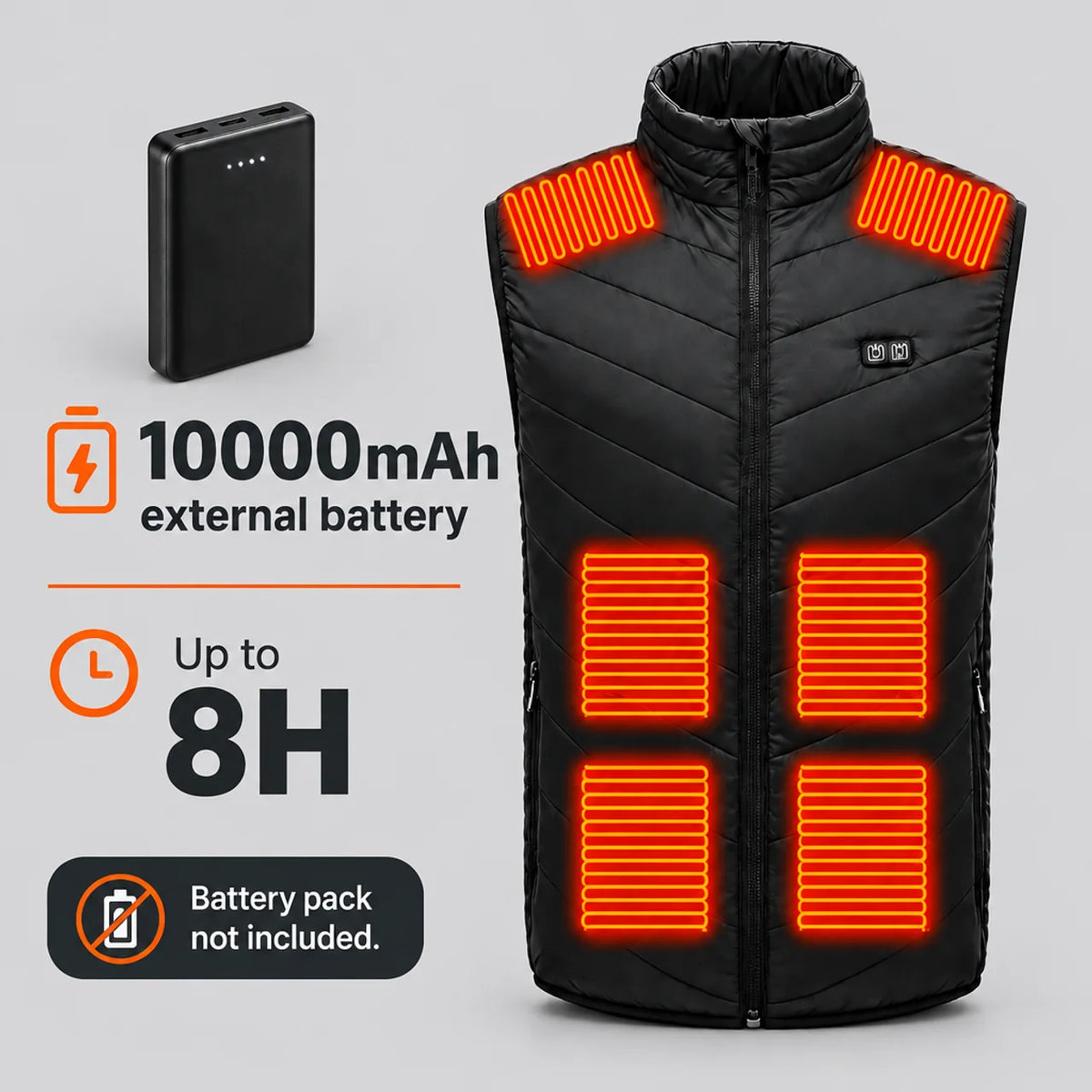 EKON Chevron-Quilted 15-Zone Heated Vest
